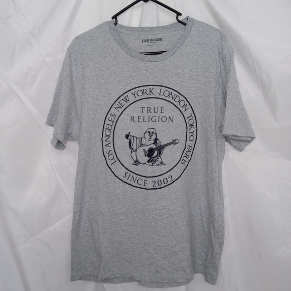 True Religion Other - True Religion Short Sleeve Stamp Buddha Graphic Logo T-shirt Heather Grey Sz XL
